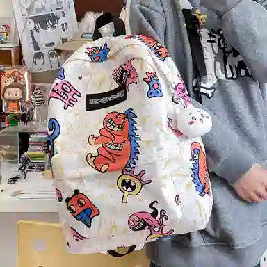 垣途者 涂鸦小怪兽学生书包背包 尼龙 双肩包 常规 男女同款情侣款 多色