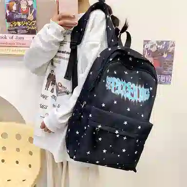 垣途者 美式潮牌韩版时尚潮流百搭 尼龙 双肩包 常规 男女同款情侣款 黑色/白色