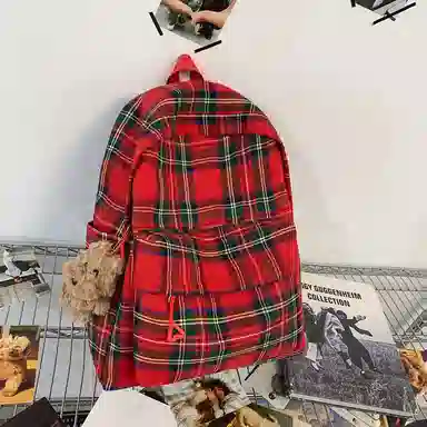 垣途者 日系复古格子韩版高中大学生初中生背包 尼龙 双肩包 女款 多色