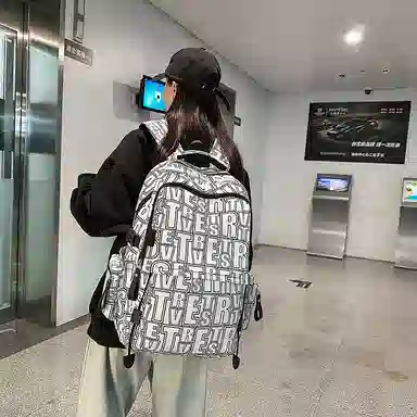 垣途者 大容量涂鸦时尚 尼龙 双肩包 男女同款情侣款 白色/黑色