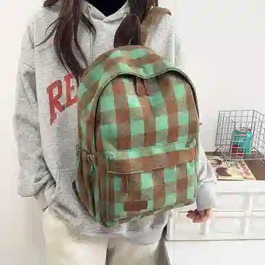 垣途者 经典格子百搭学生书包拉链开合 毛呢 双肩包 女款 多色