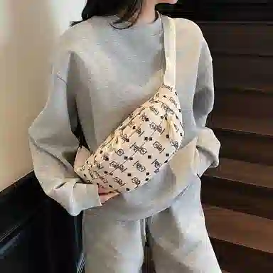 垣途者 日常通勤时尚高级感满印花 布 单肩斜挎包腰包 常规 男女同款情侣款 多色