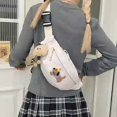 垣途者 日系可爱腊肠狗学生斜挎包 尼龙 胸包 女款 多色