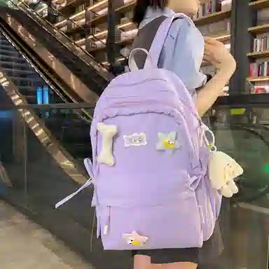 垣途者 日系可爱少女书包初高中大学生学院风背包 尼龙 双肩包 女款 粉色白色黑色紫色黄色绿色