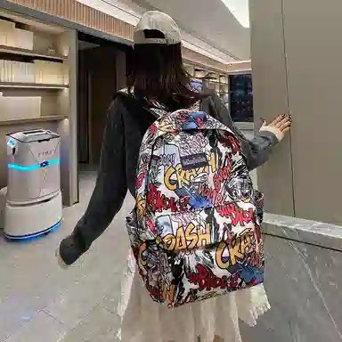 垣途者 涂鸦韩版卡通高级 尼龙 双肩包 常规 男女同款情侣款 多色