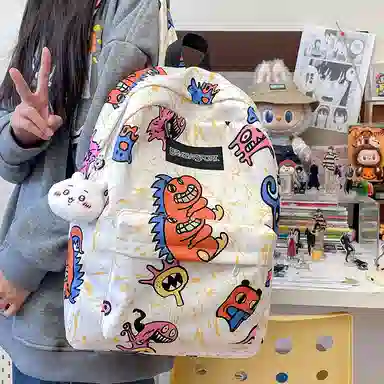 垣途者 涂鸦小怪兽学生书包背包 尼龙 双肩包 常规 男女同款情侣款 多色
