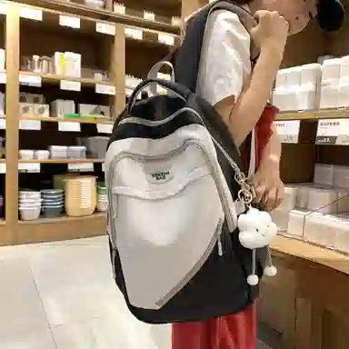 垣途者 大容量撞色书包韩版学生简约百搭 尼龙 双肩包 常规 女款 多色