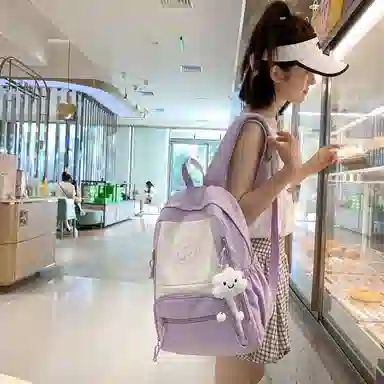 垣途者 休闲简约日常通勤时尚百搭 尼龙 双肩包 女款 黑色红色灰色紫色白色