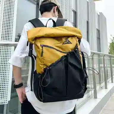 垣途者 休闲简约撞色设计日常通勤时尚百搭 牛津布 双肩包 常规 男女同款情侣款 黑白/黑黄/黑绿