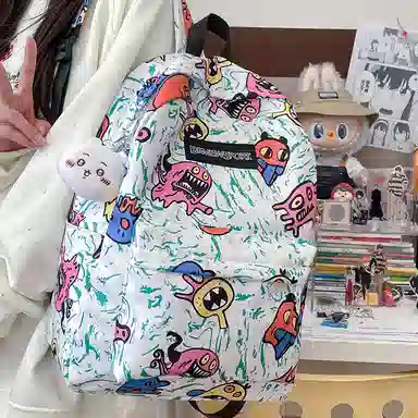 垣途者 涂鸦小怪兽学生书包背包 尼龙 双肩包 常规 男女同款情侣款 多色