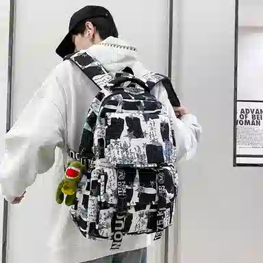 垣途者 涂鸦设计大容量简约休闲 尼龙 双肩包 男女同款情侣款 多色