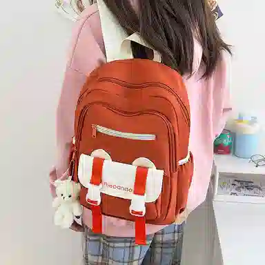 垣途者 日系简约书包韩版背包 尼龙 双肩包 常规 女款 白色/粉色/黑色/绿色/橘色