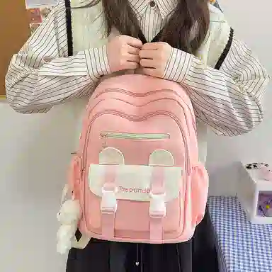 垣途者 日系简约书包韩版背包 尼龙 双肩包 常规 女款 白色/粉色/黑色/绿色/橘色