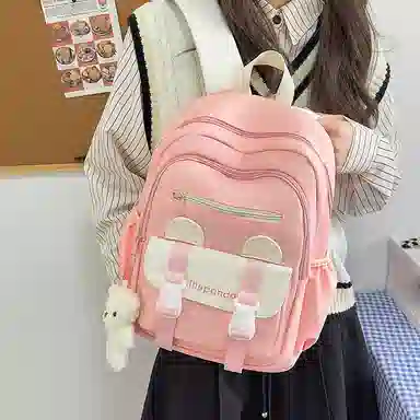 垣途者 日系简约书包韩版背包 尼龙 双肩包 常规 女款 白色/粉色/黑色/绿色/橘色