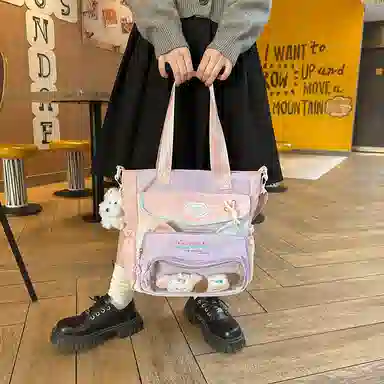 垣途者 日系可爱拎书袋百搭大容量学生书包 尼龙 手提单肩斜挎包 女款 多色