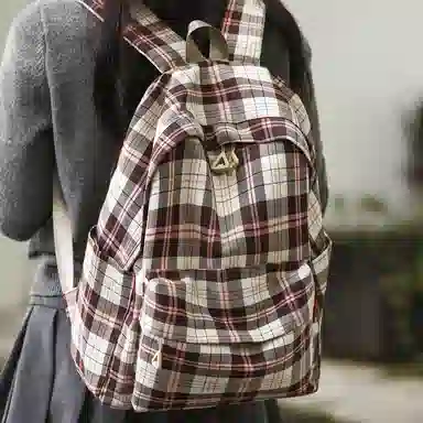 垣途者 日系复古格子韩版高中大学生初中生背包 尼龙 双肩包 女款 多色