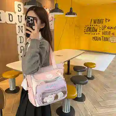 垣途者 日系可爱拎书袋百搭大容量学生书包 尼龙 手提单肩斜挎包 女款 多色