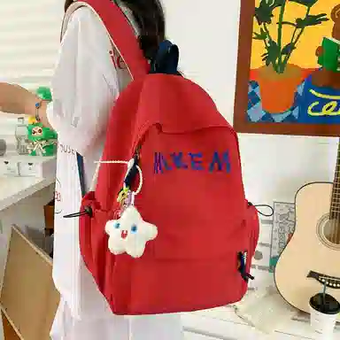 垣途者 韩版百搭大容量印花字母 复合布面料 双肩包 常规 男女同款情侣款 多色