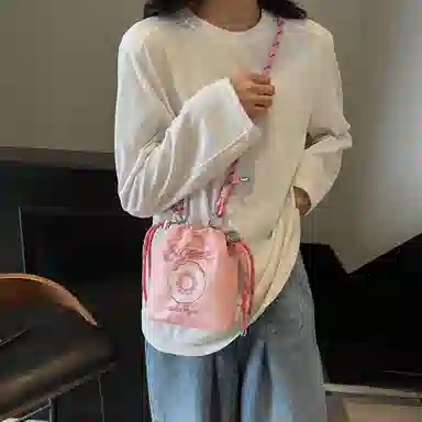 垣途者 韩系小众可爱百搭甜甜圈撞色 布 水桶包斜挎单肩包 女款 多色