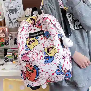 垣途者 涂鸦小怪兽学生书包背包 尼龙 双肩包 常规 男女同款情侣款 多色