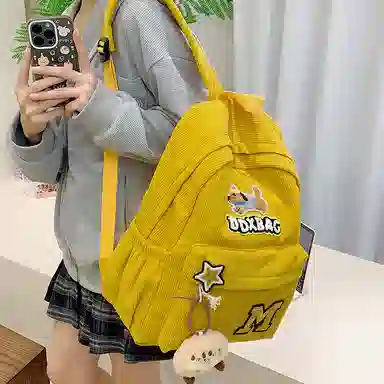 垣途者 日系少女书包初高中大学生 灯芯绒 双肩包 女款 多色