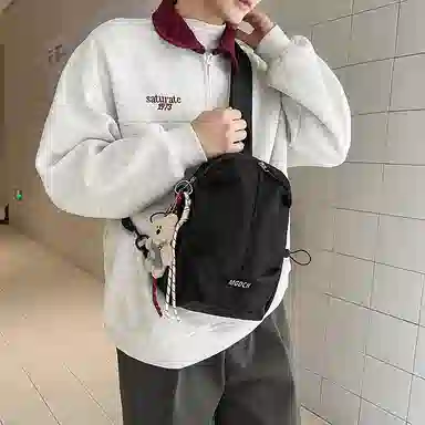 垣途者 潮牌休闲百搭潮牌学生挎包运动骑行包 尼龙 胸包 男女同款情侣款 黑色