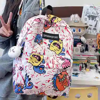 垣途者 涂鸦小怪兽学生书包背包 尼龙 双肩包 常规 男女同款情侣款 多色
