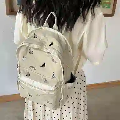 垣途者 日系可爱少女小清新学生书包女初高中大学生 尼龙 双肩包 女款 卡其色