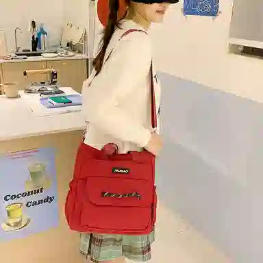 垣途者 韩版补课袋初中生高中学生补习手拎袋简约百搭单肩包大容量手提袋 尼龙布 斜挎包 男女同款情侣款 多色