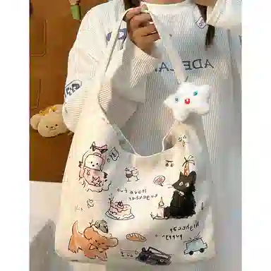 垣途者 涂鸦简约百搭大容量上课通勤 帆布 帆布包托特包单肩包 女款 多色