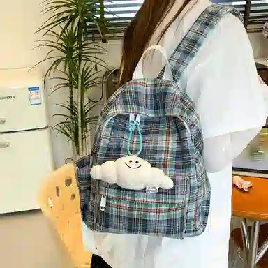 垣途者 格子可爱小清新书包 尼龙 双肩包 常规 女款
