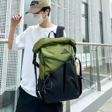 垣途者 休闲简约撞色设计日常通勤时尚百搭 牛津布 双肩包 常规 男女同款情侣款 黑白/黑黄/黑绿