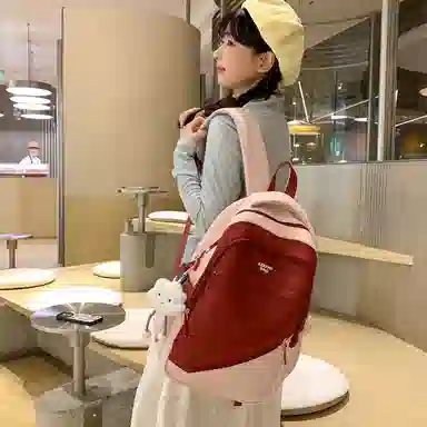 垣途者 大容量撞色书包韩版学生简约百搭 尼龙 双肩包 常规 女款 多色