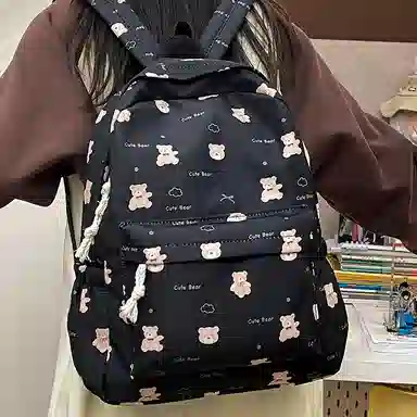 垣途者 日系可爱小熊书包学生背包 尼龙 双肩包 常规 女款 多色