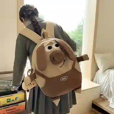 垣途者 可爱丑萌学生书包背包 尼龙 双肩包 常规 女款 白色/黑色/卡其色