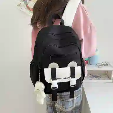 垣途者 日系简约书包韩版背包 尼龙 双肩包 常规 女款 白色/粉色/黑色/绿色/橘色