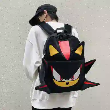 垣途者 卡通动漫大容量街头潮流 毛绒 双肩包 男女同款情侣款 黑色