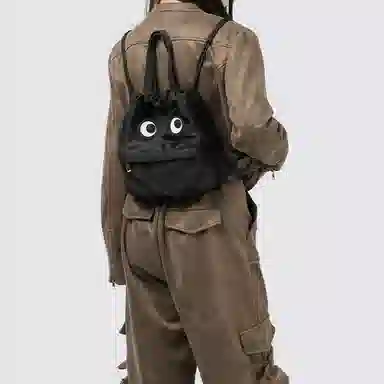 垣途者 简约百搭搞怪学生 尼龙 双肩包 男女同款情侣款 黑色