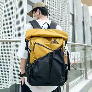 垣途者 休闲简约撞色设计日常通勤时尚百搭 牛津布 双肩包 常规 男女同款情侣款 黑白/黑黄/黑绿