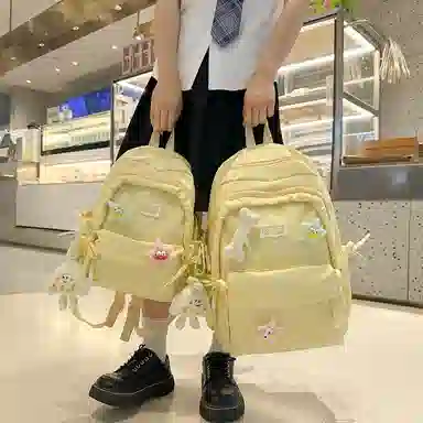 垣途者 日系可爱少女书包初高中大学生学院风背包 尼龙 双肩包 女款 粉色白色黑色紫色黄色绿色