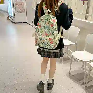 垣途者 复古小花高颜值学生书包百搭学院风校园大容量 尼龙 双肩包 女款 多色