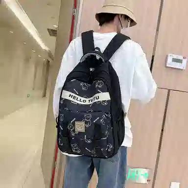 垣途者 潮牌满印小熊书包学生大容量 牛津布 双肩包 常规 男女同款情侣款 多色