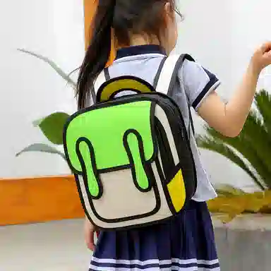 垣途者 卡通二次元创意校园立体 尼龙 双肩包 儿童款 绿色/红色/蓝色