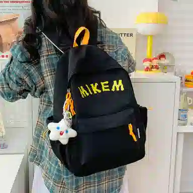 垣途者 韩版百搭大容量印花字母 复合布面料 双肩包 常规 男女同款情侣款 多色