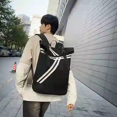 垣途者 街头潮酷大容量电脑包学生书包初高中大学生 尼龙 背包双肩包 常规 男款 黑色
