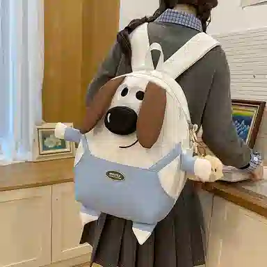 垣途者 可爱丑萌学生书包背包 尼龙 双肩包 常规 女款 白色/黑色/卡其色