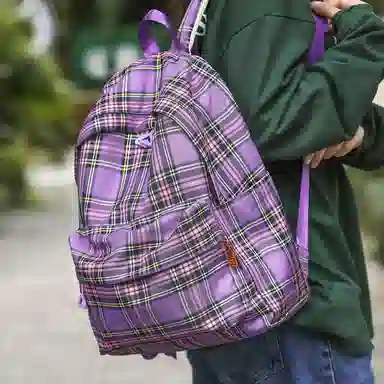 垣途者 日系复古格子韩版高中大学生初中生背包 尼龙 双肩包 女款 多色