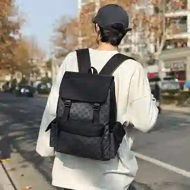 垣途者 潮流格子时尚百搭 尼龙 双肩包 男女同款情侣款 棕色/黑色