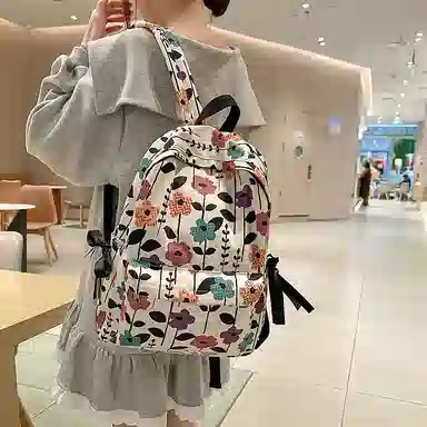 垣途者 复古小花高颜值学生书包百搭学院风校园大容量 尼龙 双肩包 女款 多色