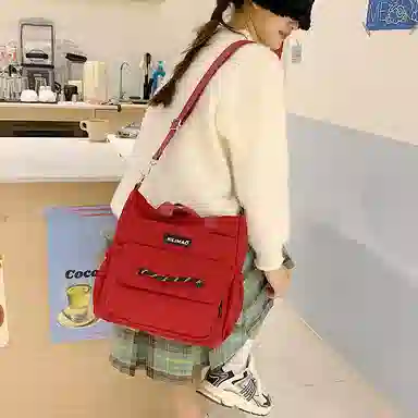 垣途者 韩版补课袋初中生高中学生补习手拎袋简约百搭单肩包大容量手提袋 尼龙布 斜挎包 男女同款情侣款 多色